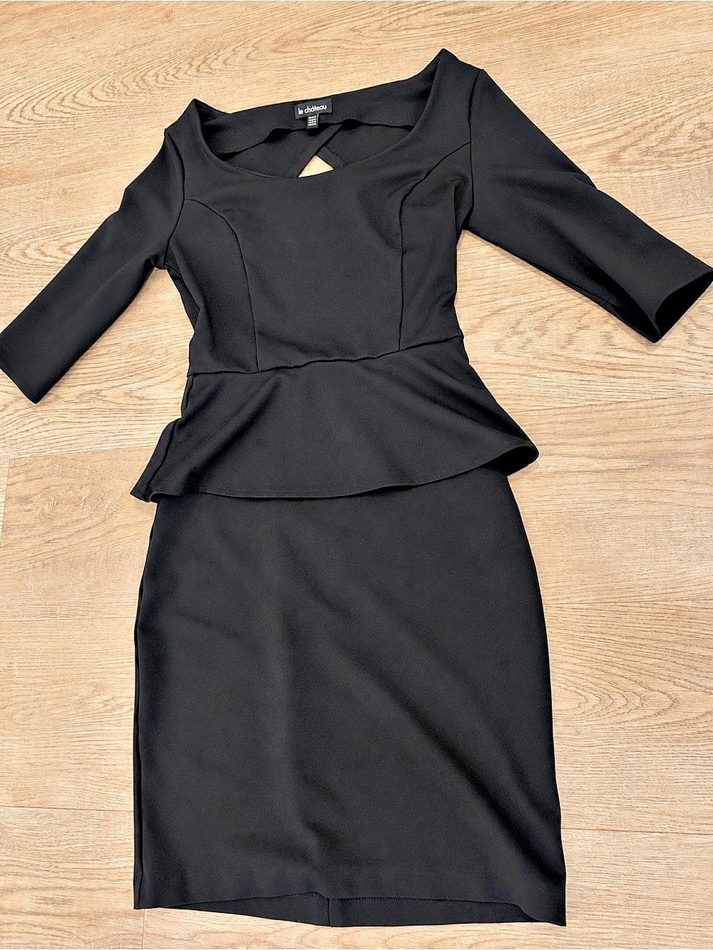Le Château Black Peplum Bodycon Pencil Dress XS Made in Canada